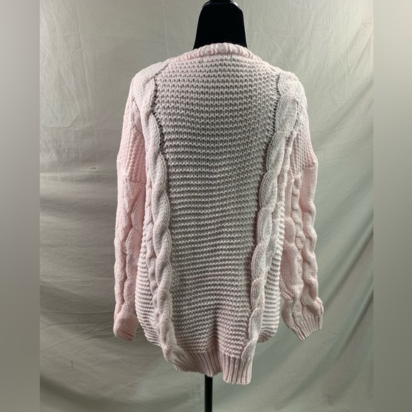 Pink Cable Knit Drop Shoulder Duster Cardigan - Picture 8 of 9